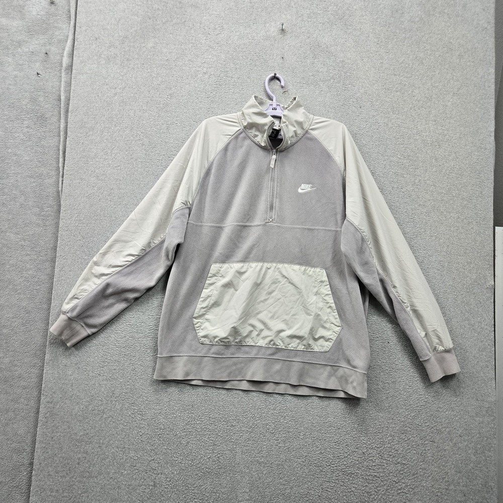 Nike Men Jacket XL Gray Embroidered Colorblock‎ Activewear Zipper Logo 1/2 Zip
